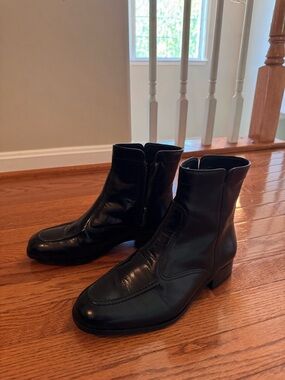 Florsheim Black Leather Zip Dress Boots